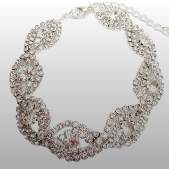 Silver  Rhinestone 7"  Bracelet elegant prom wedding party - Picture 7 of 7